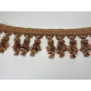 1 yard + 20" Multi-Tassel Metallic Fringe Trim Gold Copper Decorative Sewing Mat
